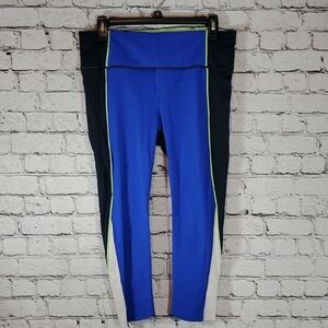 Athleta Velocity Colorblock Capri Athletic Pants - Blue, Green and White Size M